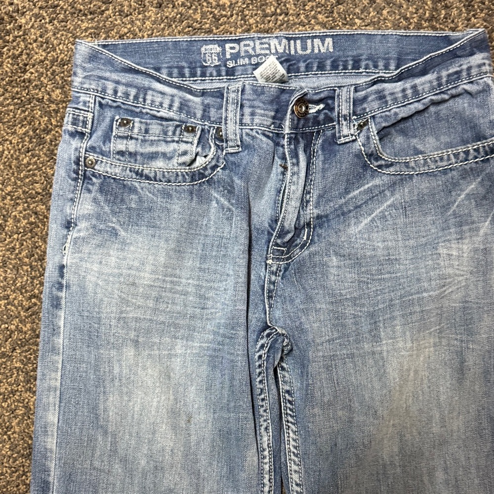 Route 66 Light Blue Slim Boot Jeans  30x30 30 Thick Stitch - Picture 5 of 6